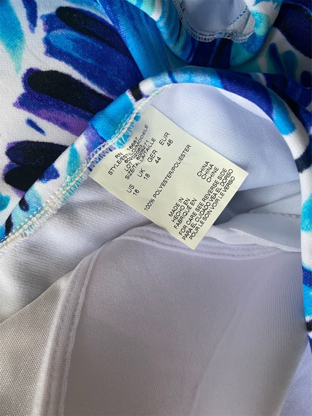 Blue Floral V-Neck One-Piece Swimsuit - Picture 5 of 5